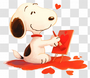 Snoopy Love - Cartoon Dog Painting Hearts Transparent PNG