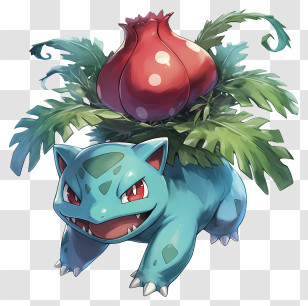 Ivysaur - Cartoon Plant Creature With Leaves Transparent PNG