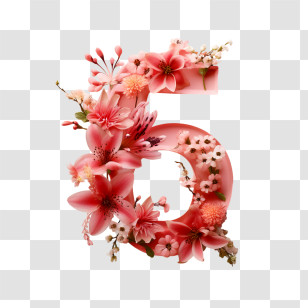 Number 6 Flower - Beautiful Floral Number 5 Transparent PNG