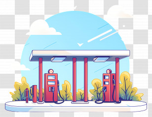 Gas Station - Outdoor Gas Station With Pumps Transparent PNG