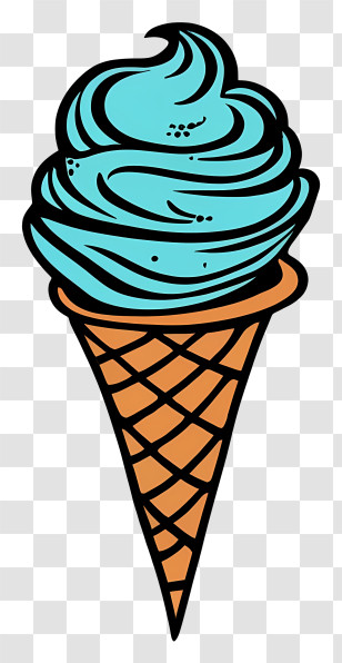 Blue Ice Cream Cone - Delicious Blue Ice Cream Cone Illustration Transparent PNG