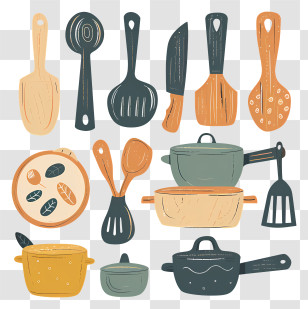 Cooking Utensils - Flat Design Collection Of Various Kitchen Utensils Transparent PNG