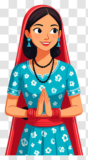Indian Woman Welcome Namaste Hands - Smiling Woman Saying Namaste Transparent PNG