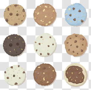 Chocolate Chip Cookies - Assorted Chocolate Chip Cookies Transparent PNG