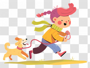 Little Girl Running Dog - Child Running With Dog Transparent PNG