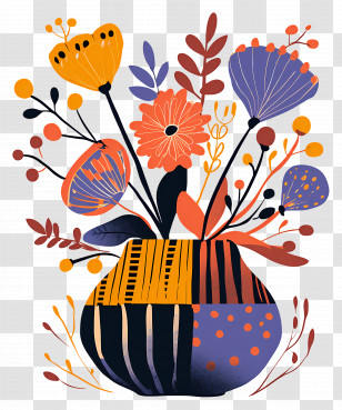 Abstract Flower Arrangement - Colorful Flowers In Vase Transparent PNG