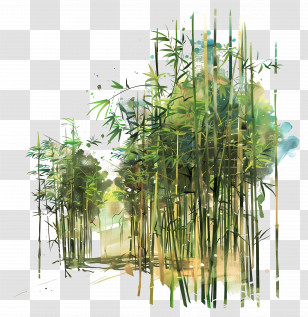Bamboo Forest - Artistic Bamboo Forest Illustration Transparent PNG