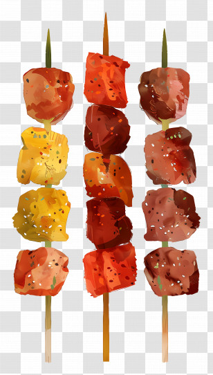 Meat Skewers - Grilled Meat And Vegetable Skewers Transparent PNG
