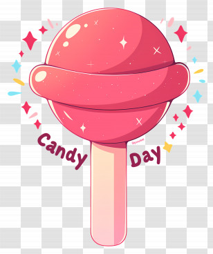 National Candy Day - Pink Lollipop With Glittery Candy Day Theme Transparent PNG