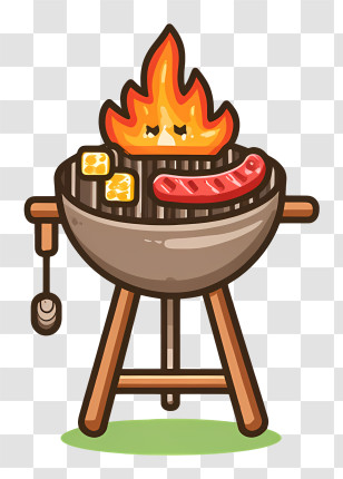 Barbeque Icon - Barbecue Grill With Fire Illustration Transparent PNG