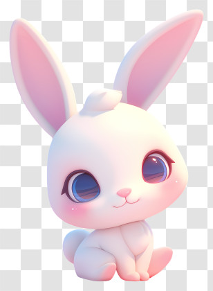 Kawaii Bunny - Adorable Wide-Eyed White Bunny Transparent PNG