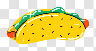Taco - Yellow Taco With Toppings Transparent PNG