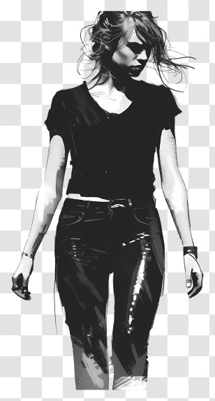 Taylor Swift Silhouette - Stylish Woman In Black Outfit Transparent PNG