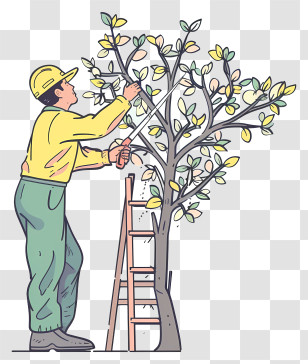 Person Pruning Tree - Person Pruning Tree With Saw Transparent PNG