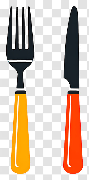 Fork And Knife - Colorful Fork And Knife Illustration Transparent PNG