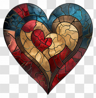 Heart - Colorful Stained Glass Heart Transparent PNG