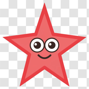 Red Star - Cute Red Star With Kawaii Face Illustration Transparent PNG
