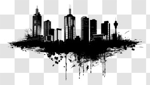 Perth City Skyline - Black City Skyline Silhouette In Graphic Style Transparent PNG