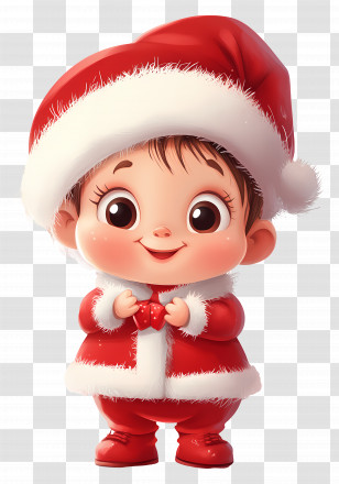 Christmas Baby - Smiling Child In Santa Outfit Transparent PNG
