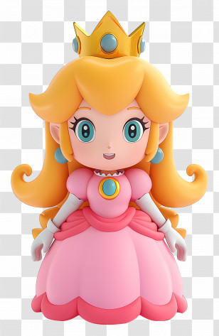 Princess Peach - Adorable Cartoon Princess In Pink Dress Transparent PNG