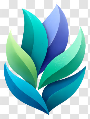 Beauty Logo - Teal Blue Leaf Abstract Logo Transparent PNG