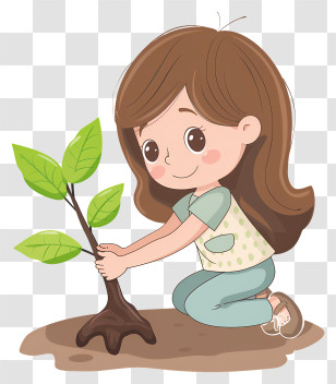 Arbor Day - Girl Planting Tree Illustration Transparent PNG