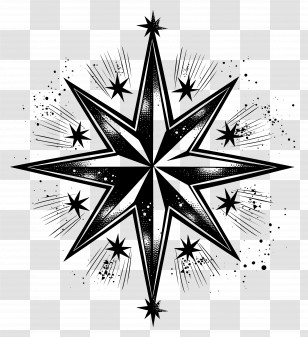 Star - Illustration Of A Compass Star Transparent PNG