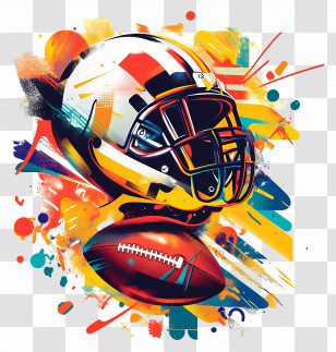Super Bowl - Colorful Football Helmet And Ball Transparent PNG
