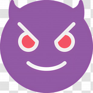 Emoji Devil - Purple Devil Emoji Face With Evil Smirk Transparent PNG