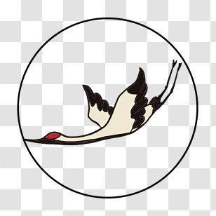 White Crane - Bird In Flight Within Circle Transparent PNG