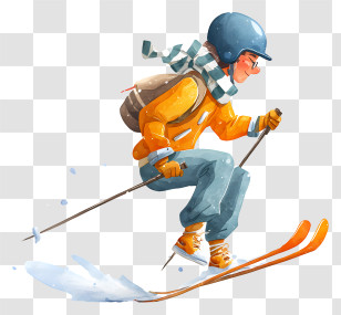 Man Doing Ice Skiing - Skier Action Winter Sports Illustration Transparent PNG