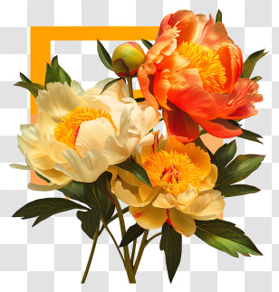 Peony Flower Arrangement - Colorful Flowers Illustration Transparent PNG