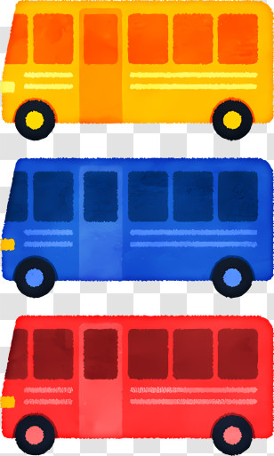 Car - Colorful Buses Illustration Transparent PNG
