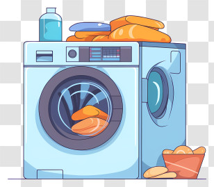 Washing Machine - Washing Machine With Laundry Items Transparent PNG