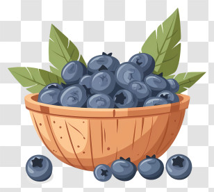 Cartoon - Fresh Basket Of Sweet Blueberries Transparent PNG