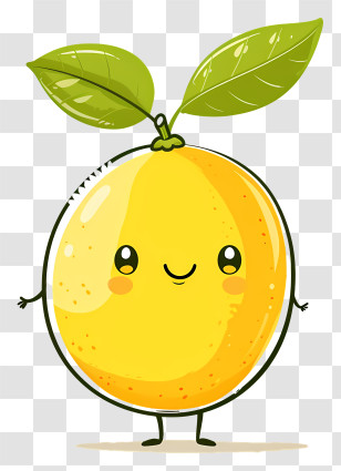 Cartoon Lemon - Cute Cartoon Yellow Lemon With Cheerful Face Transparent PNG