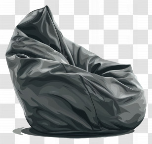 Soft Chair Bag - Comfortable Black Bean Bag Transparent PNG