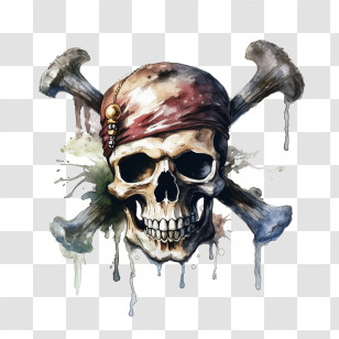 Jolly Roger - Pirate Skull With Bandana And Crossbones Transparent PNG