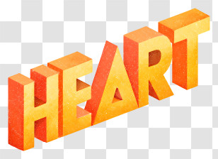 Heart Logo - 3D 'HEART' Orange Typography Transparent PNG