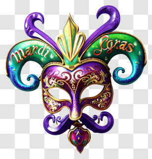 Mardi Gras - Colorful Mardi Gras Mask Transparent PNG