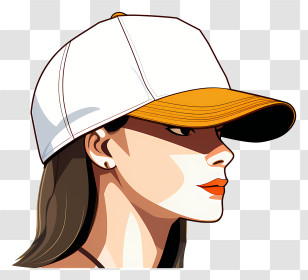Woman - Illustration Of Woman In Baseball Cap Transparent PNG