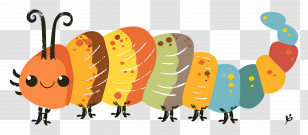 Caterpillar - Colorful Cute Caterpillar Transparent PNG
