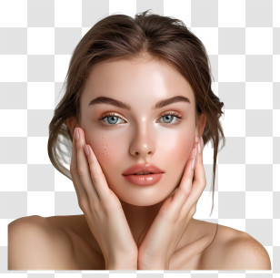 Clean Skin - Portrait Of Woman Touching Her Face Transparent PNG