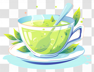 Green Tea - Illustration Of A Cup Of Green Tea Transparent PNG