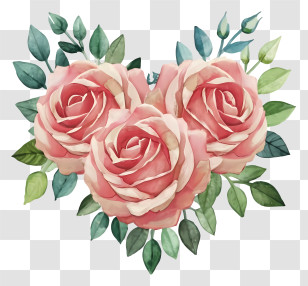 Pink Roses - Beautiful Pink Roses Bouquet Illustration Transparent PNG