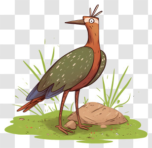 Cartoon Parrot - Bird Standing On Rock Transparent PNG