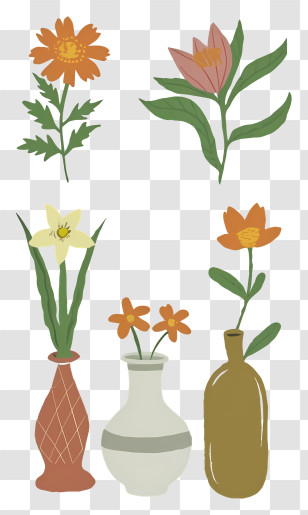 Vases - Beautiful Flowers Arranged In Vases For Home Decor Transparent PNG