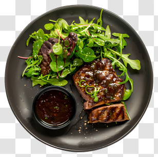 Steak - Grilled Meat With Fresh Salad Transparent PNG