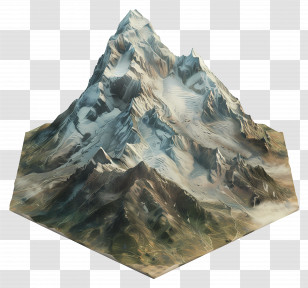 Aerial View - Majestic Snow-Covered Mountain Illustration Transparent PNG