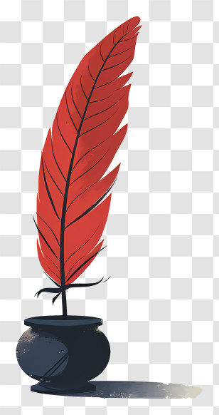 Quill Inkwell - Red Feather In Ink Pot Transparent PNG
